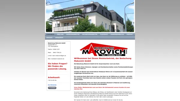 Website Screenshot: Bedachung Makovich GmbH - Bedachung Makovich GmbH - Startseite - Date: 2023-06-22 12:13:13