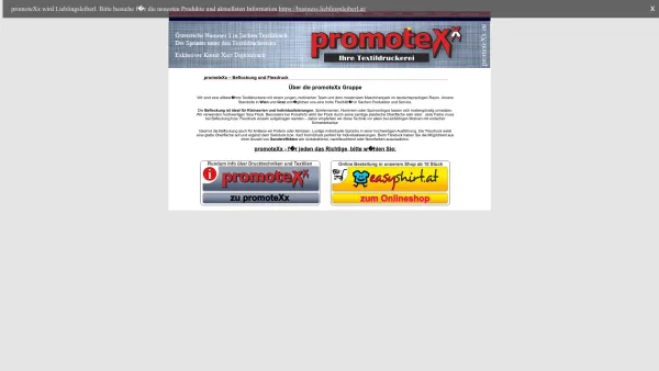 Website Screenshot: promotex - promoteXx � Ihr Textildruckerei f�r Beflockung in Wien und Graz - Date: 2023-06-22 12:13:13