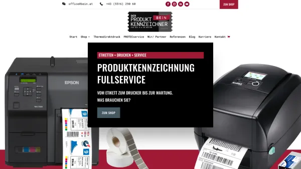 Website Screenshot: Bein Helmut GmbH - Dein Online Shop für Etikettendrucker, Etiketten und Zubehör | bein.at - Date: 2023-06-22 12:13:13
