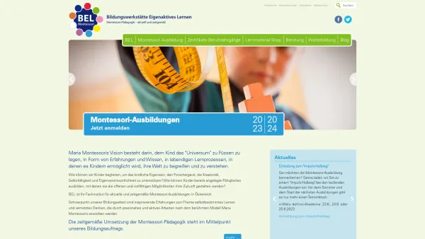 Website Screenshot: BEL Bildungswerkstätte für eigenaktives Lernen Montessori Ausbildung - BEL Montessori - Date: 2023-06-22 12:13:13