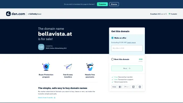 Website Screenshot: BellaVista - The domain name bellavista.at is available for rent - Date: 2023-06-22 12:13:13