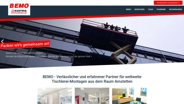 Website Screenshot: Bemo - BEMO Austria - Ihr Partner für weltweite Tischlerei-Montagen - BEMO Austria - Ihr Partner für weltweite Tischlerei-Montagen - Date: 2023-06-22 12:13:13