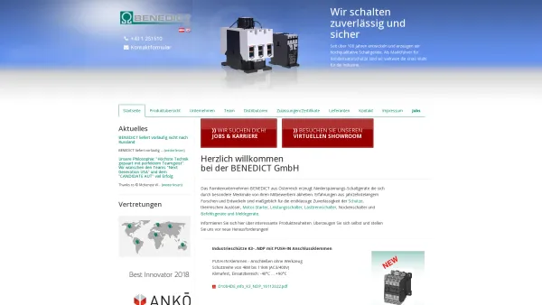 Website Screenshot: Benedict GmbH Austria - BENEDICT GmbH in 1220 Wien, Österreich – Niederspannungs-Schaltgeräte / Startseite } - Date: 2023-06-22 15:08:02
