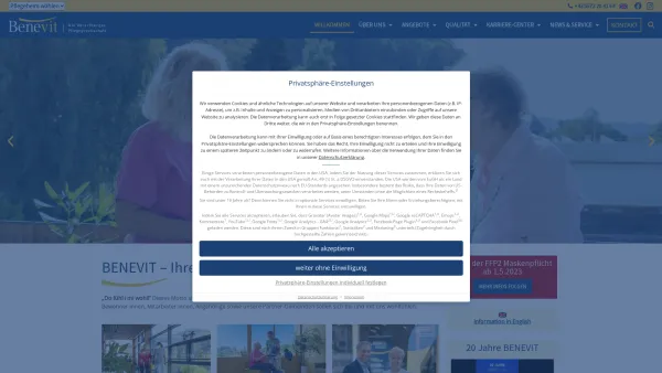 Website Screenshot: Pflegemanagement Consulting BENEVIT - BENEVIT - Die Vorarlberger Pflegegesellschaft - Date: 2023-06-22 15:08:02