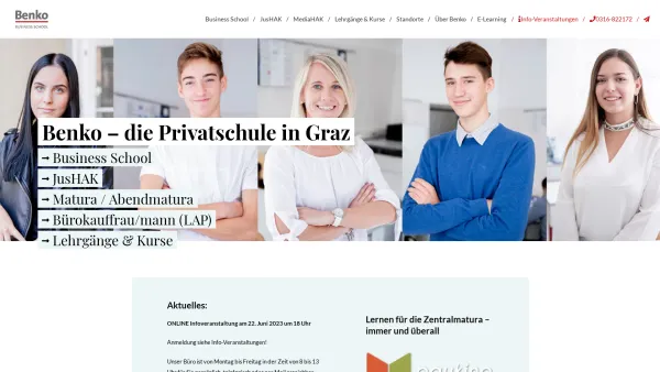 Website Screenshot: Büro und Datenverarbeitungsschule BENKO - Privatschule Graz | Benko - Date: 2023-06-22 15:08:02