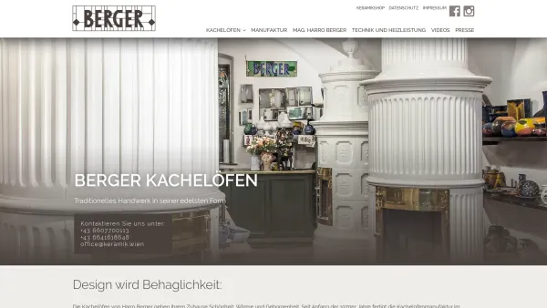Website Screenshot: Mag. Harro Berger Kachelöfen nach Mass - Startseite - FBA Keramik - Date: 2023-06-14 10:39:01