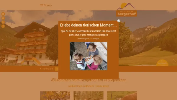 Website Screenshot: Bergerhof Kals Urlaub bei Freunden - Willkommen - Traumurlaub im Bio-Bergbauernhof am Fuße des Großglockners - Date: 2023-06-22 15:07:48