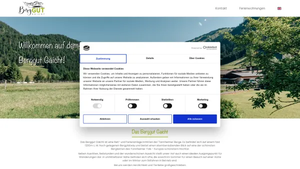 Website Screenshot: Ferienparadies Berggut Gaicht Reiterhof Appartements Tannheimer Tal Ausserfern Tirol! - Home - Berggut Gaicht - Date: 2023-06-22 12:13:14