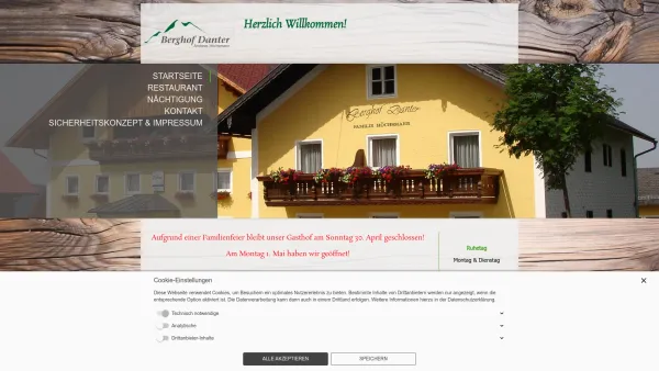 Website Screenshot: Berggasthof Berghof Danter Ihr Ausflugsziel - Berghof Danter - Startseite - Date: 2023-06-22 12:13:14