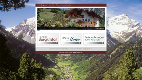 Website Screenshot: bei Pension Bergkristall und Haus Alvier - Pension Bergkristall Haus Alvier Brandnertal Appartements Gästezimmer: Startseite - Date: 2023-06-22 12:13:14