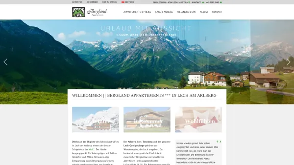Website Screenshot: bergland-appartement.at - Bergland Appartement *** | Komfortable Appartements und Gästezimmer in traumhafter Lage in Lech-Zürs am Arlberg - Date: 2023-06-22 12:13:14