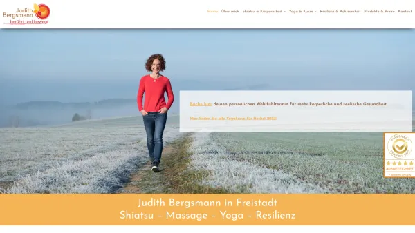 Website Screenshot: Bergsmann Bekleidungs GesmbH - Judith Bergsmann | Shiatsu, Massage, Yoga, Resilienz | Freistadt - Date: 2023-06-22 12:13:14