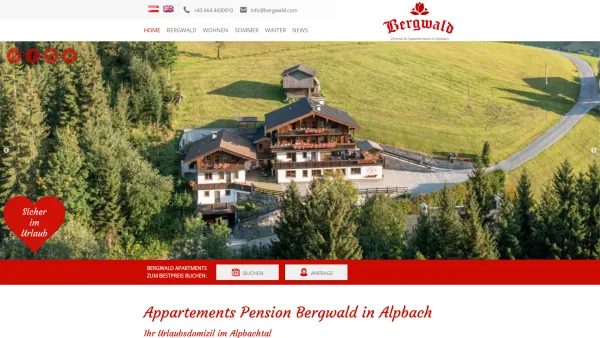Website Screenshot: Bergwald
Pension mit Zimmer und Appartements - Willkommen - Pension Bergwald Apartments in Alpbach - Date: 2023-06-26 10:26:08