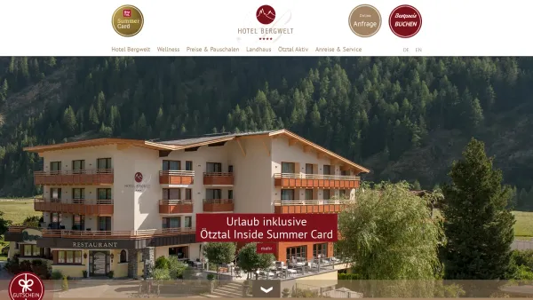 Website Screenshot: Hotel Bergwelt*** - ****Hotel Bergwelt :: Längenfeld :: Ötztal - Date: 2023-06-22 12:13:14