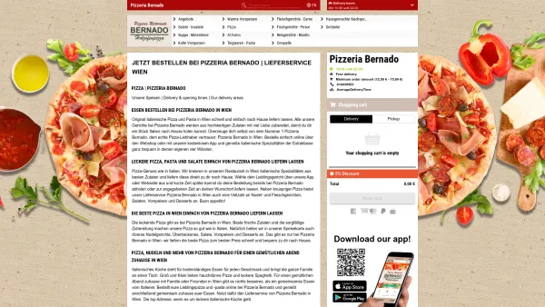 Website Screenshot: Pizzeria Ristorante BERNADO - Jetzt bestellen bei Pizzeria Bernado | Lieferservice Wien - Date: 2023-06-22 12:13:14