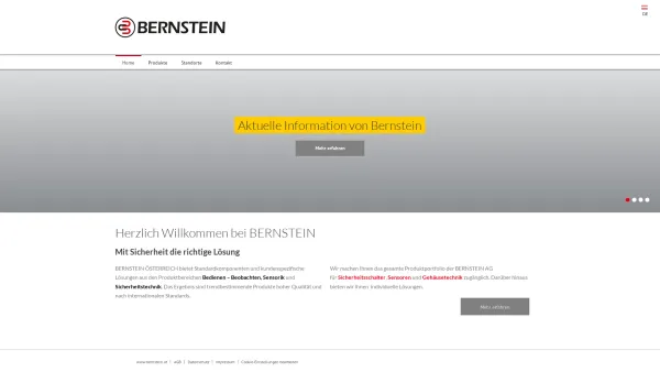 Website Screenshot: Bernstein Österreich bietet Standardkomponenten und kundenspezifische Lösungen aus den Produktbereichen elektromechanische Schalte - Schaltertechnik, Sensoren, Gehäusetechnik | Bernstein (Österreich) GmbH - Date: 2023-06-22 15:00:11