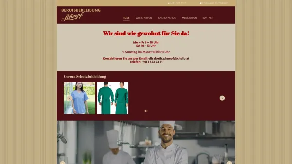 Website Screenshot: Top Fashion im Job Berufsbekleidung Schnepf - Modisch & praktisch | Berufsbekleidung Schnepf in 1070 Wien - Date: 2023-06-14 10:39:01