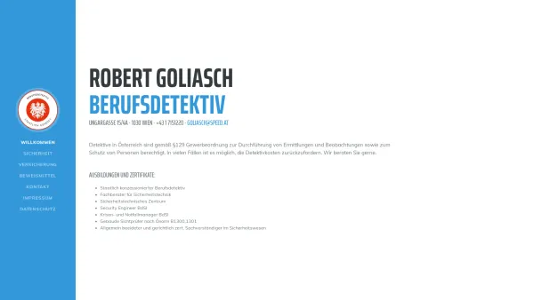 Website Screenshot: Berufsdetektiv Mag. Robert Goliasch - Berufsdetektiv Mag. Robert Goliasch - Date: 2023-06-22 15:00:11