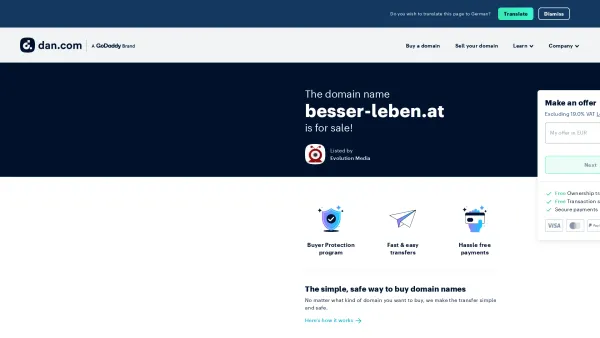 Website Screenshot: BESSER LEBEN - The domain name besser-leben.at is for sale | Dan.com - Date: 2023-06-22 15:00:11