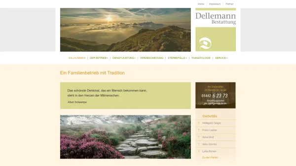 Website Screenshot: Bestattung Dellemann Ferdinand - Die Bestattung Dellemann in Landeck hilft in den schwersten Stunden - Date: 2023-06-14 10:37:04