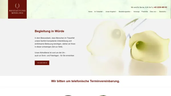 Website Screenshot: Stadtgemeinde Mödling Betriebsgesellschaft Bestattung Mödling - Bestattung Mödling, Brunn/Gebirge, Kaltenleutgeben, Perchtoldsdorf - Date: 2023-06-22 15:00:11