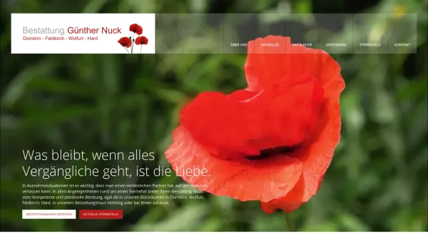 Website Screenshot: Nuck Bestattungs GmbH - Home - Bestattung Nuck - Date: 2023-06-22 15:00:11