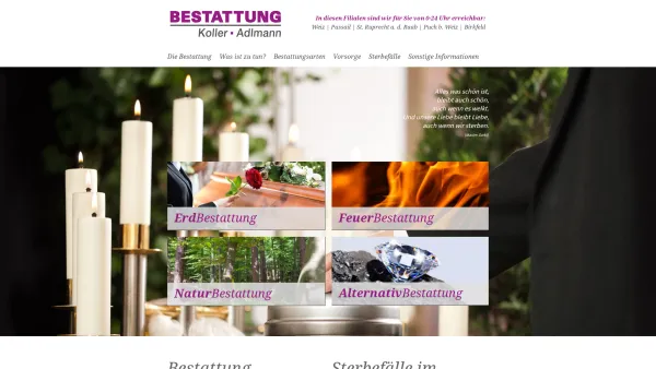 Website Screenshot: Johann Das Bestattungsunternehmen Weiz - Bestattung Koller-Adlmann - Date: 2023-06-22 15:00:11