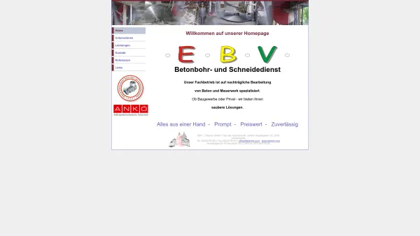 Website Screenshot: EBV J. Steyrer GmbH Betonbohr und Schneidedienst - Betonbohren - Betonschneiden - Steyrer - Date: 2023-06-22 12:13:14