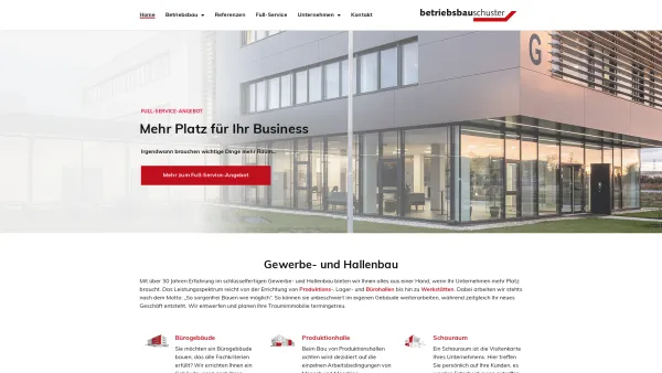 Website Screenshot: Betriebsbauschuster - Ing. Helmut Schuster GesmbH - Ihr Generalunternehmer in Niederösterreich | Betriebsbau - Date: 2023-06-22 12:13:14