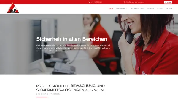 Website Screenshot: Baecker & Partner GmbH. BEWACHUNG-DIENSTLEISTUNG-INFORMATION - Bewachung & Sicherheit | Baecker & Partner, Wien - Date: 2023-06-22 12:13:14