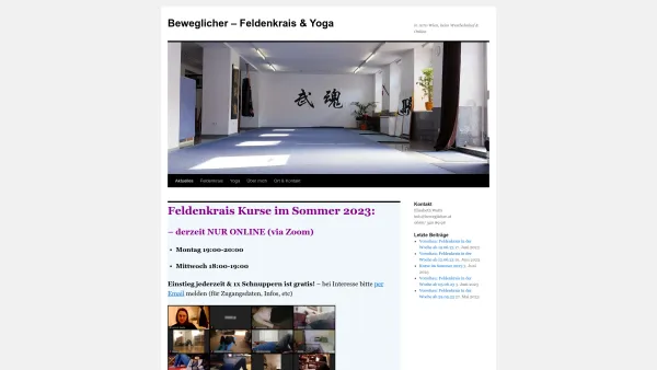 Website Screenshot: Feldenkrais Kurse in Wien Beweglicher.at - Beweglicher - Feldenkrais & Yoga - in 1070 Wien, beim Westbahnhof & OnlineBeweglicher – Feldenkrais & Yoga | in 1070 Wien, beim Westbahnhof & Online - Date: 2023-06-22 12:13:14