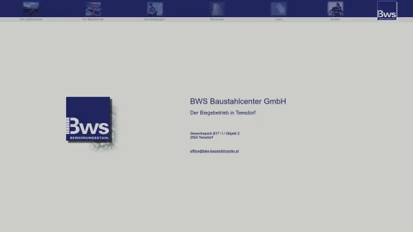 Website Screenshot: BWS Bewehrungsstahl GmbH - BWS Baustahlcenter GmbH - Teesdorf - Date: 2023-06-22 12:13:14