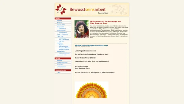 Website Screenshot: MANDALA Zentrum für Körper und intro - Bewusstseinsarbeit – Yoga, Energiearbeit, Psychosynthese, Meditation - Date: 2023-06-22 12:13:14