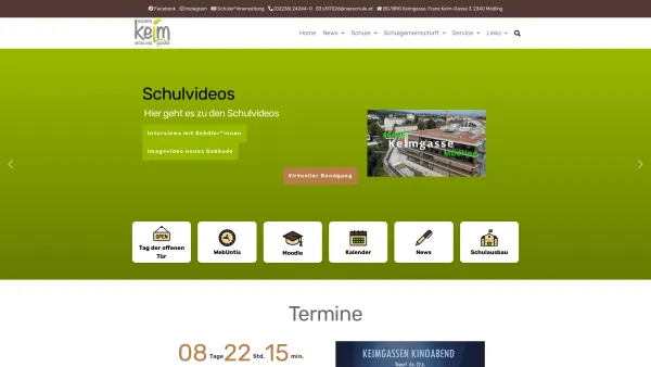 Website Screenshot: page des Bundesgymnasiums/Bundesrealgamnasiums Mödling bei Wien/Österreich. - Home | Keimgasse - Date: 2023-06-22 15:07:48
