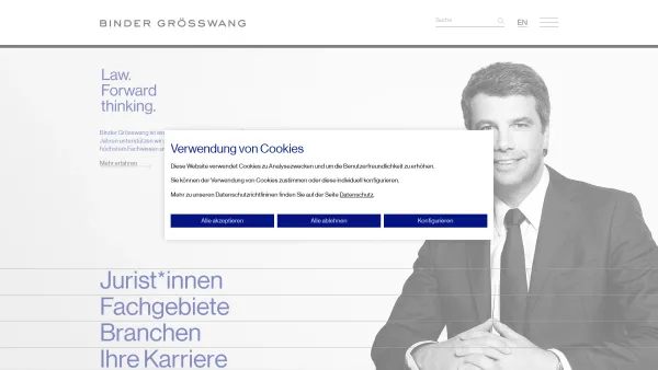 Website Screenshot: Barbist Johannes Binder Grösswang - Binder Grösswang Rechtsanwälte - Wirtschaftskanzlei - Date: 2023-06-15 16:02:34