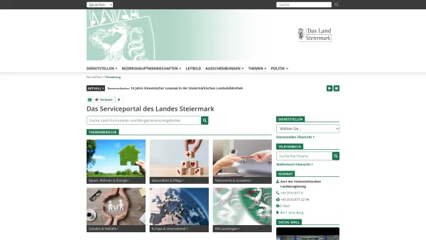 Website Screenshot: Bezirkshauptmannschaften Land Steiermark - Verwaltungsportal der Steiermärkischen Landesregierung - Verwaltung - Land Steiermark - Date: 2023-06-15 16:02:34