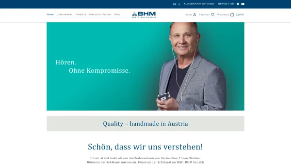 Website Screenshot: BHM-Tech Produktionsgesellschaft BHM - BHM - Nice to hear you again - Date: 2023-06-14 10:39:04