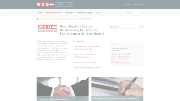 Website Screenshot: Bundesinnung Bau WKO.at Das Portal der Wirtschaftskammern - Geschäftsstelle Bau - WKO.at - Date: 2023-06-22 15:10:43