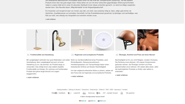 Website Screenshot: BIBER Umweltprodukte Versand GmbH - Biber Umweltprodukte Versand - Der Nachhaltigkeit verpflichtet. Onlineshop. - Biber.com - Date: 2023-06-14 10:37:29