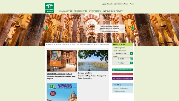 Website Screenshot: Biblische Reisen Österreich - Biblische Reisen - Kulturen erleben, Menschen begegnen - Studienreise-Veranstalter - Date: 2023-06-22 15:10:43