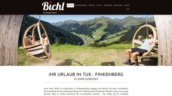 Website Screenshot: Haus Appartements Familie Eder Finkenberg - Home - Haus Bichl - Ihr Urlaub mit Herz im Zillertal - Date: 2023-06-22 15:10:43