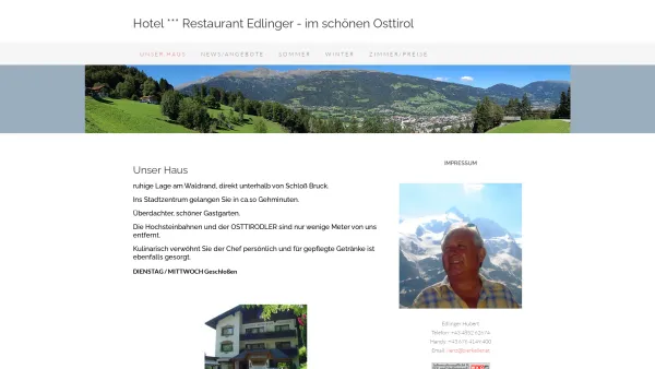 Website Screenshot: Gasthaus-Pension Edlinger - Hotel *** Restaurant Edlinger – im schönen Osttirol – Urlaub in den Bergen – warum nicht in Lienz? - Date: 2023-06-22 15:10:43