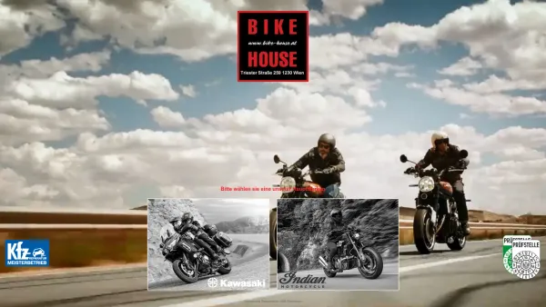 Website Screenshot: Bike-House. WE WILL ROCK YOU Ihr Yamaha MotoGuzzi Benelli Partner Wien - Bike-House , Triesterstrasse 259 , 1230 , Wien - Kawasaki, Indian - Date: 2023-06-22 15:10:43