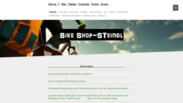 Website Screenshot: Fahrradtechnik Christian Steindl - Bikeshop Steindl Marbach an der Donau - Bike Shop Steindl Marbach an der Donau - Date: 2023-06-22 12:13:15