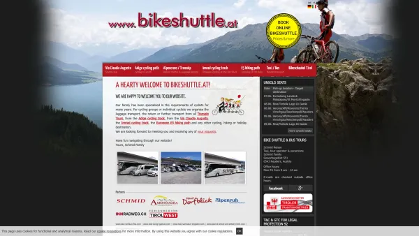 Website Screenshot: Taxi Bus Shuttle Autobusreisen Schmid - Bike Shuttle - Taxi, bike shuttle, bus tours, luggage transport for groups and bikers in Tyrol and South Tyrol. - Date: 2023-06-14 10:39:04