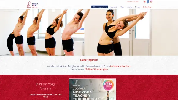 Website Screenshot: Bikram Yoga Schottenring - Bikram Yoga Vienna - Date: 2023-06-14 10:47:10