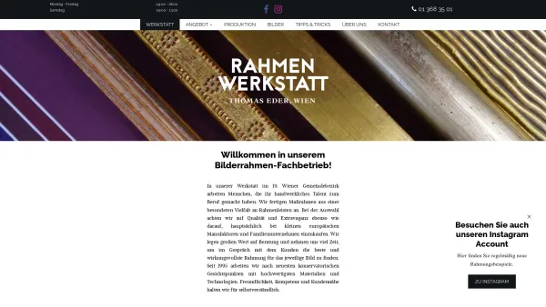 Website Screenshot: Bilderrahmen Werkstatt Thomas Eder 1190 Wien - Rahmenwerkstatt 1190 Wien - Date: 2023-06-14 10:39:04