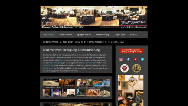 Website Screenshot: PassPartout ® Bilderrahmen Gregor Eder 1060 Wien - Bilderrahmen - Pass'Partout® Gregor Eder 1060 Wien, Vienna - Date: 2023-06-22 12:13:14