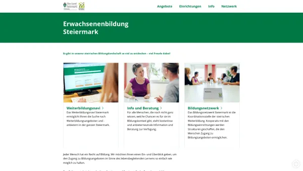 Website Screenshot: Bildungsnetzwerk Steiermark - Weiterbildungsnavi Steiermark - Date: 2023-06-14 10:39:04