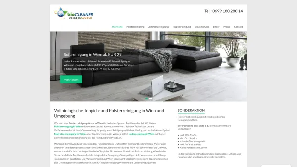 Website Screenshot: bio-cleaner - Biologische Polsterreinigung in Wien und Teppichreinigung - Date: 2023-06-14 10:39:04